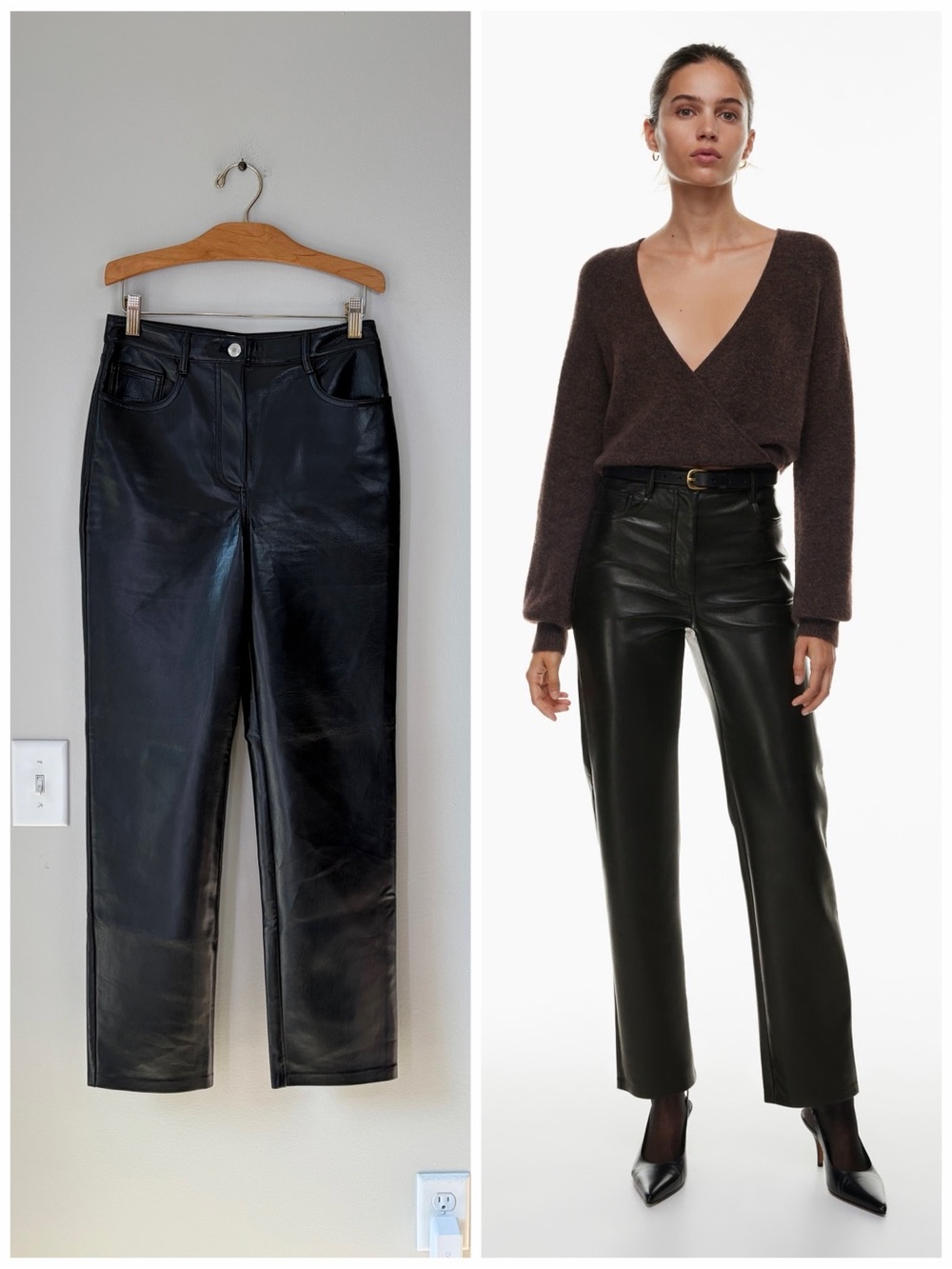 Wilfred Aritzia The Melina Pant Black Vegan Leather Straight Leg Pants